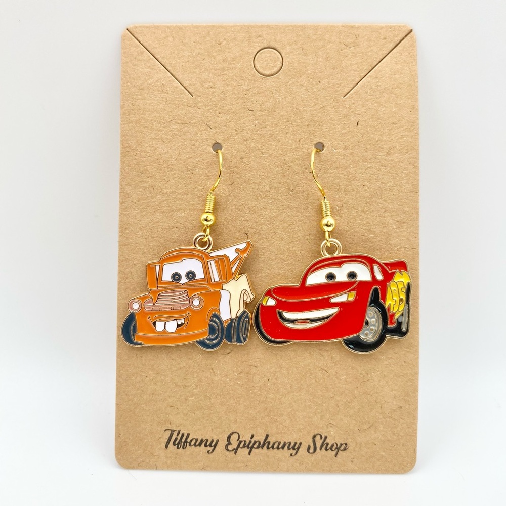 Pixar inspired Lightning McQueen and Mater earrings from Cars NWT - Picture 14 of 17